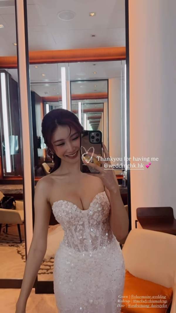 沈殷怡突晒低胸透視婚紗谷出心形胸！葫蘆身材晒神級腰臀比例獲讚正過AI！