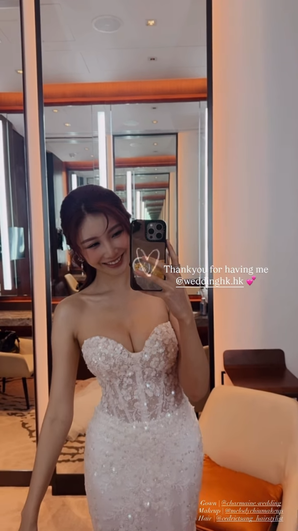 沈殷怡突晒低胸透視婚紗谷出心形胸！葫蘆身材晒神級腰臀比例獲讚正過AI！