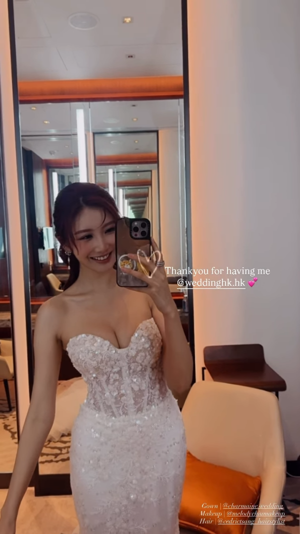 沈殷怡突晒低胸透視婚紗谷出心形胸！葫蘆身材晒神級腰臀比例獲讚正過AI！