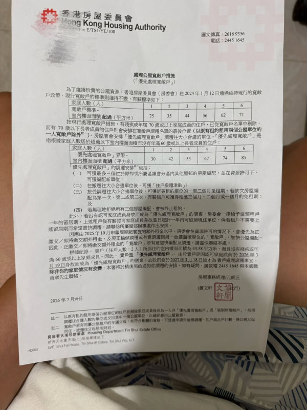 公屋寬敞戶調遷要等幾耐？圖片來源：Facebook@公屋討論區