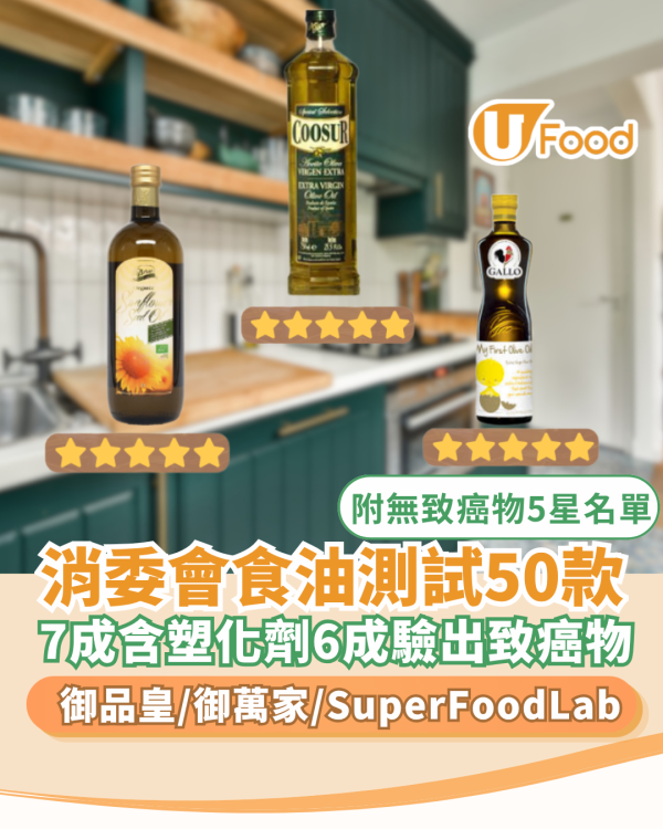 消委會食油測試50款｜7成含塑化劑、6成含致癌物！御品皇/Gallo超標 附21款不含致癌物5星安全食油名單