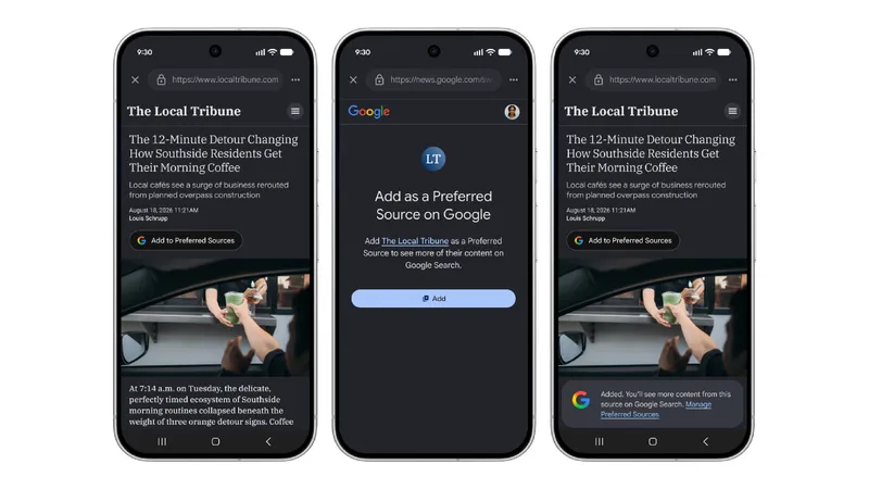 奪回演算法主導權！Google 推出「首選來源」按鈕　用戶可自訂心水媒體優先看
