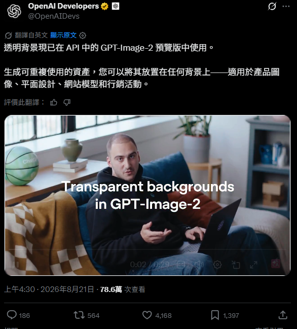 AI 圖片去背景不再頭痛！GPT-Image-2 正式支援透明背景　一鍵直出 PNG 圖像