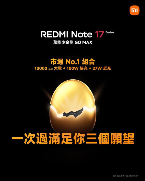 REDMI Note 17 Pro Max 5G 本周登場｜10,000mAh 超大電　100W 快充＋27W 反向充電