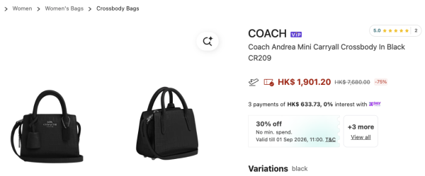 Coach限时大减价低至3折！经典手袋/钱包/卡套$814起！超人气半月包都有折