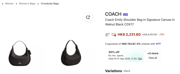 Coach限时大减价低至3折！经典手袋/钱包/卡套$814起！超人气半月包都有折