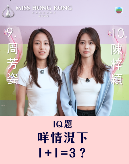 香港小姐2026｜無聊IQ題考起12位佳麗展貼地一面 袁絲珩李澤欣露「烏鴉飛過」樣