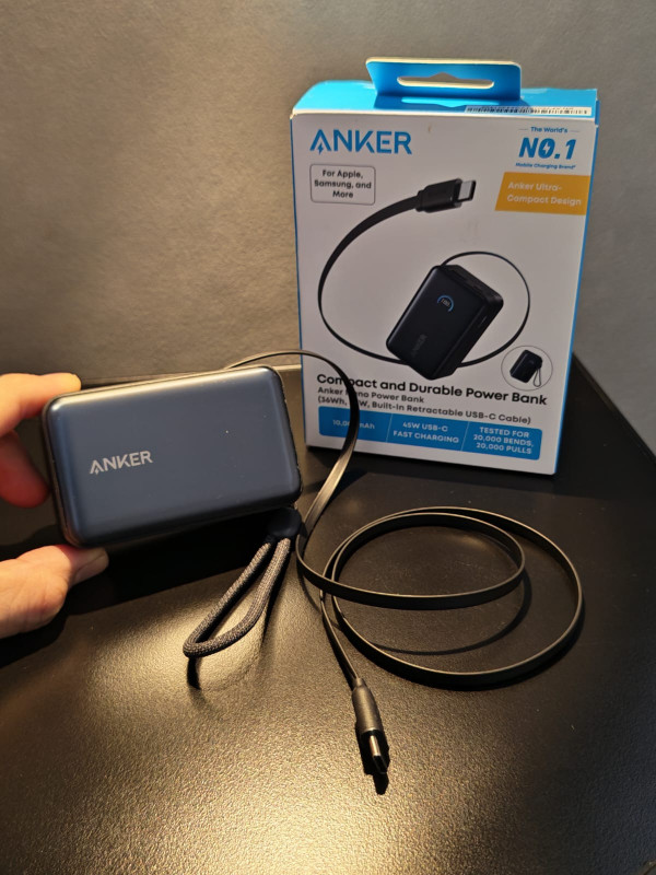 Anker Nano 10K 45W 行動電源開箱實測｜自帶 70cm 伸縮線　45W 快充＋智能顯示屏合 CCC 要求