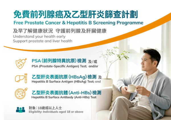 港怡醫療推免費前列腺癌及乙型肝炎篩查計劃!即日起接受報名 簡單3步完成登記及檢測