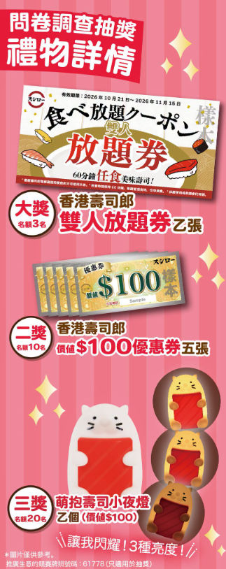 壽司郎免費贏取壽司郎雙人放題券/$500優惠券 10月減價壽司由你話事（附抽獎教學）
