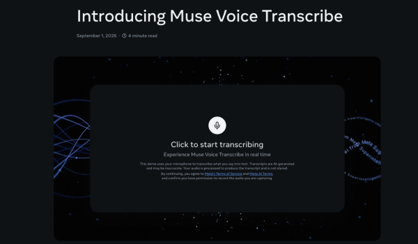 轉錄文字神器登場！ Meta 發布 Muse Voice Transcribe 即時語音模型 支援70+語言可分辦20位講者聲紋