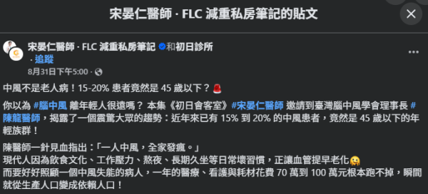 图片来源:Facebook@宋晏仁医师 ‧ FLC 减重私房笔记