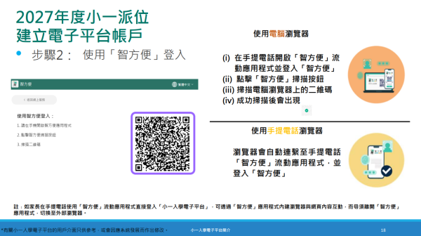 家长可透过“小学入学电子平台”递交申请(须以“智方便+”绑定帐户)。(图片来源:教育局)