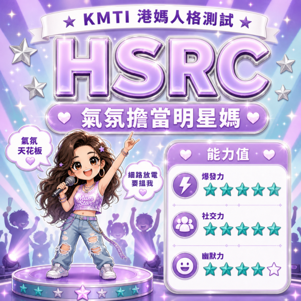 港人自製KMTI 港媽16型人格測試 HSRC|氣氛擔當明星媽