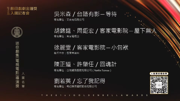 金鐘獎2026｜金鐘第61屆完整入圍名單！頒獎典禮直播線上看一文睇清
