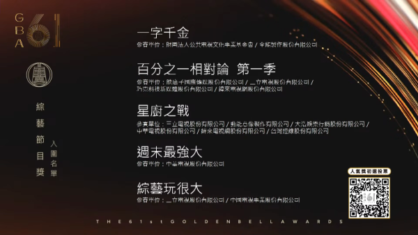 金鐘獎2026｜金鐘第61屆完整入圍名單！頒獎典禮直播線上看一文睇清
