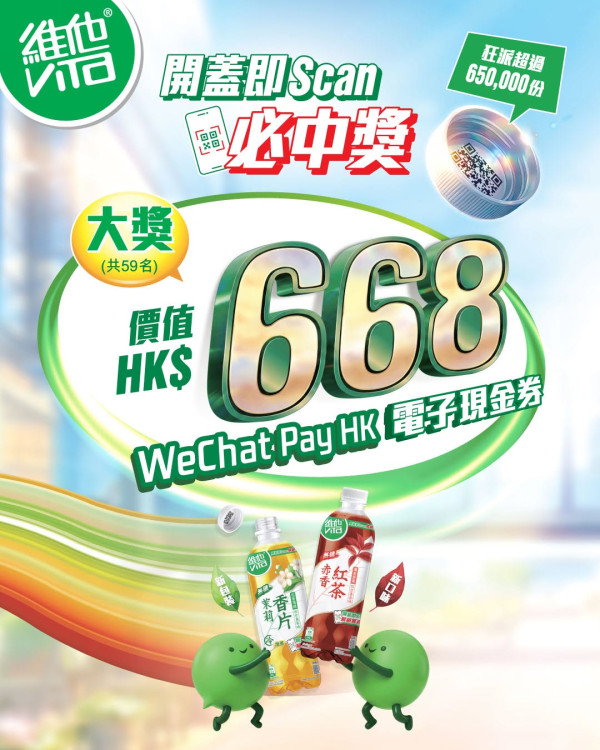 維他冷泡茶「開蓋即 Scan 必中獎」送$668現金券！主題便利店自製舒壓按鈕＋換職場好物