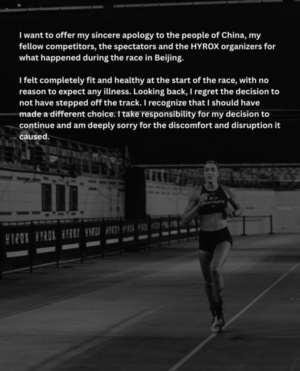 Hyrox失禁女選手發文致歉：後悔當時沒及時退賽 主動放棄賽事所得積分 