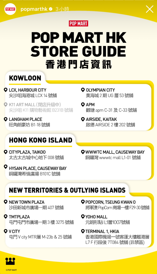 暫停營業｜POP MART尖沙咀K11門店閉館升級！現場直擊圍上星星人圍板
