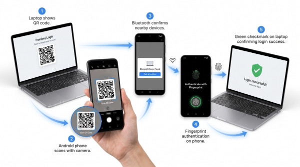 Android手機點登入電腦網頁？Passkey掃QR Code加指紋超方便　Windows、Mac都用得