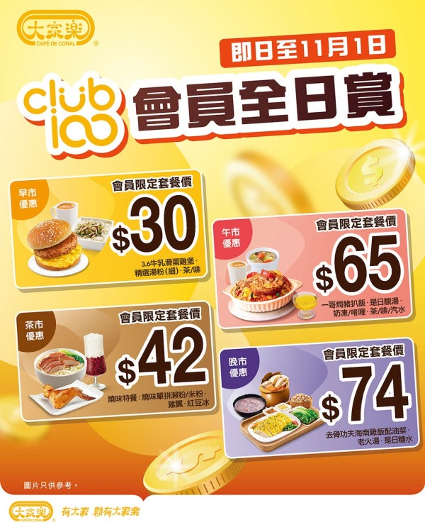 大家樂Club100會員優惠｜最平$30歎滑蛋雞堡特餐！早午茶晚市全包／附領取方法