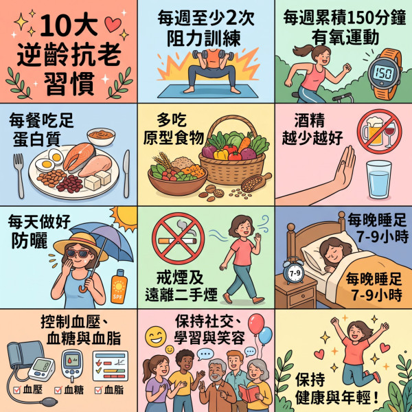 同齡人外表竟然相差20年!重症醫生公開「10大抗老習慣」:維持這4大指標逆齡老得慢