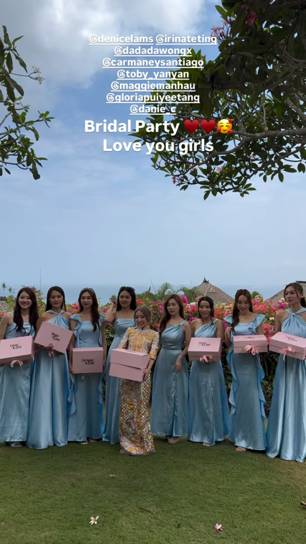 譚嘉儀今日出嫁峇里島婚禮現場曝光！星級姐妹團陣容強大 三位港姐冠軍撐場