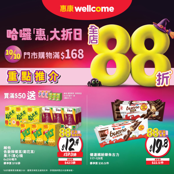 惠康優惠｜即日起八達通消費滿額全單減$40！可與88折大折日同步使用減上減