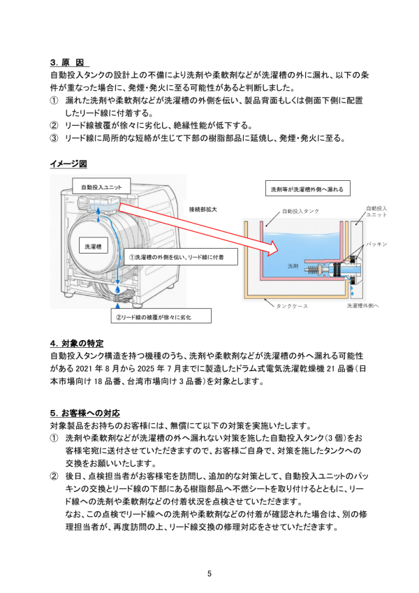 Panasonic洗衣乾衣機涉起火風險！日台21款型號召回　自動落洗衣液先停用