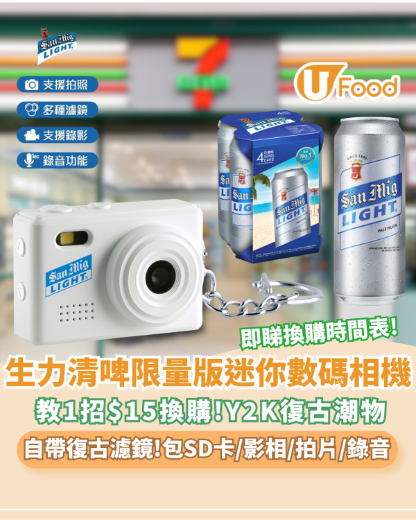 生力清啤推限量版迷你數碼相機 教1招$15換購! 相機包SD卡/支援影相拍片 