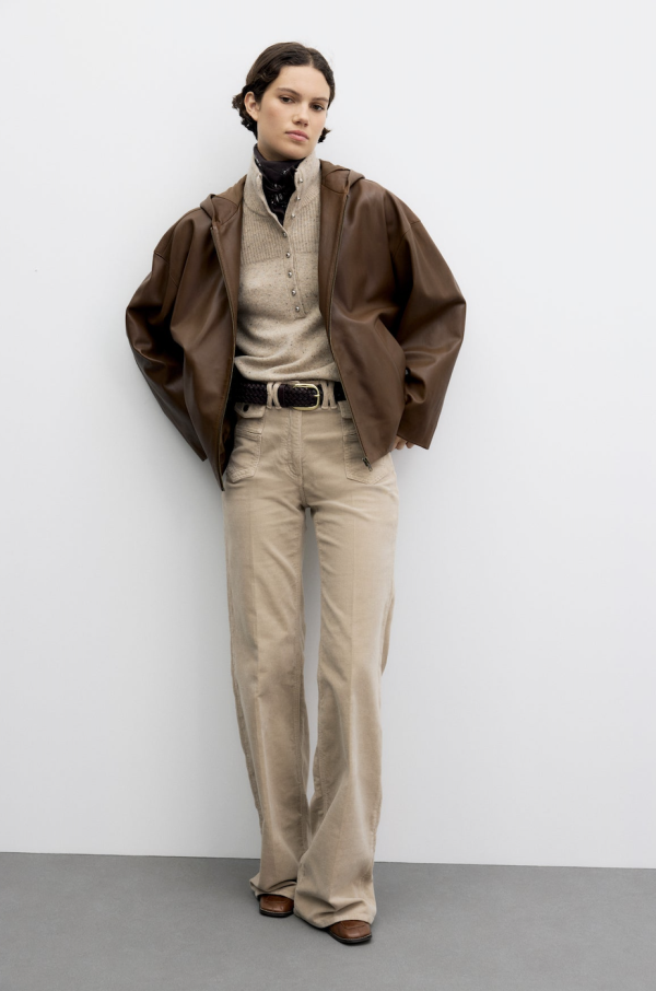 GERARD DAREL PAM 水洗連帽寬鬆綿羊皮夾克(棕色)HK$5,950