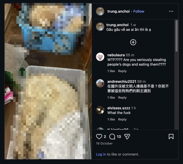 居日越南男疑於IG公然兜售狗肉！ 貼毛孩屍體照惹公憤 網民Tag日本警視廳舉報 