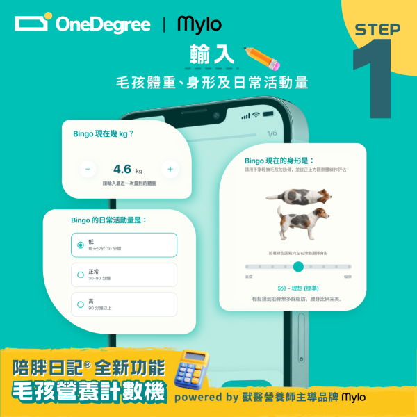 OneDegree聯乘Mylo推免費毛孩營養計數機！AI分析糧食計卡路里