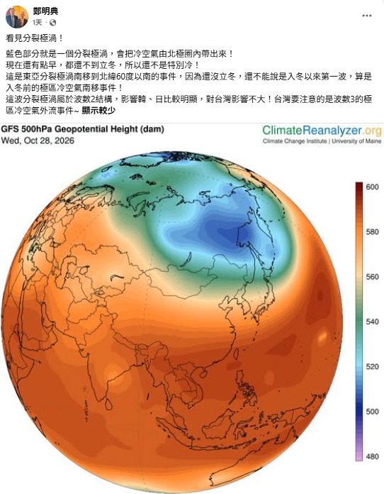 極渦分裂料襲亞洲！恐重演霸王級寒潮？專家示警：冷空氣或向南擴散