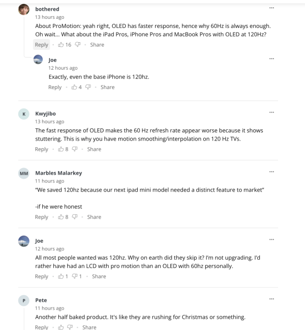 iPad mini 8首搭OLED螢幕但只得60Hz！Apple工程副總裁回應：OLED夠快 引發網民熱議