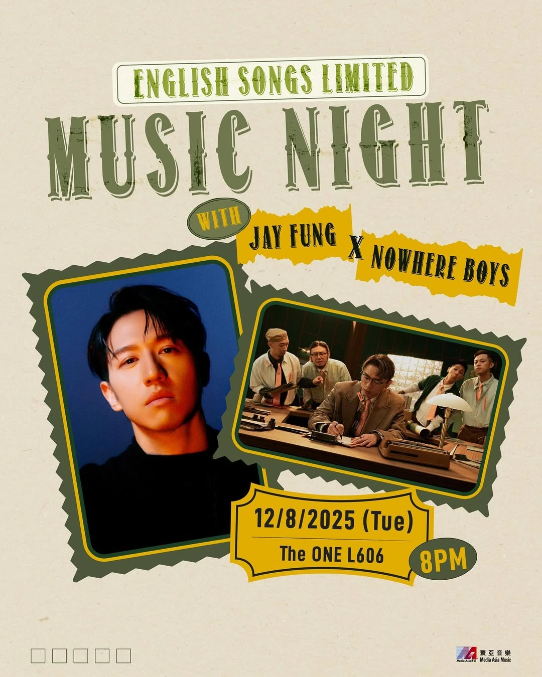 Music night with Jay Fung 馮允謙 x Nowhere Boys活動詳情/日期/時間/地點一覽