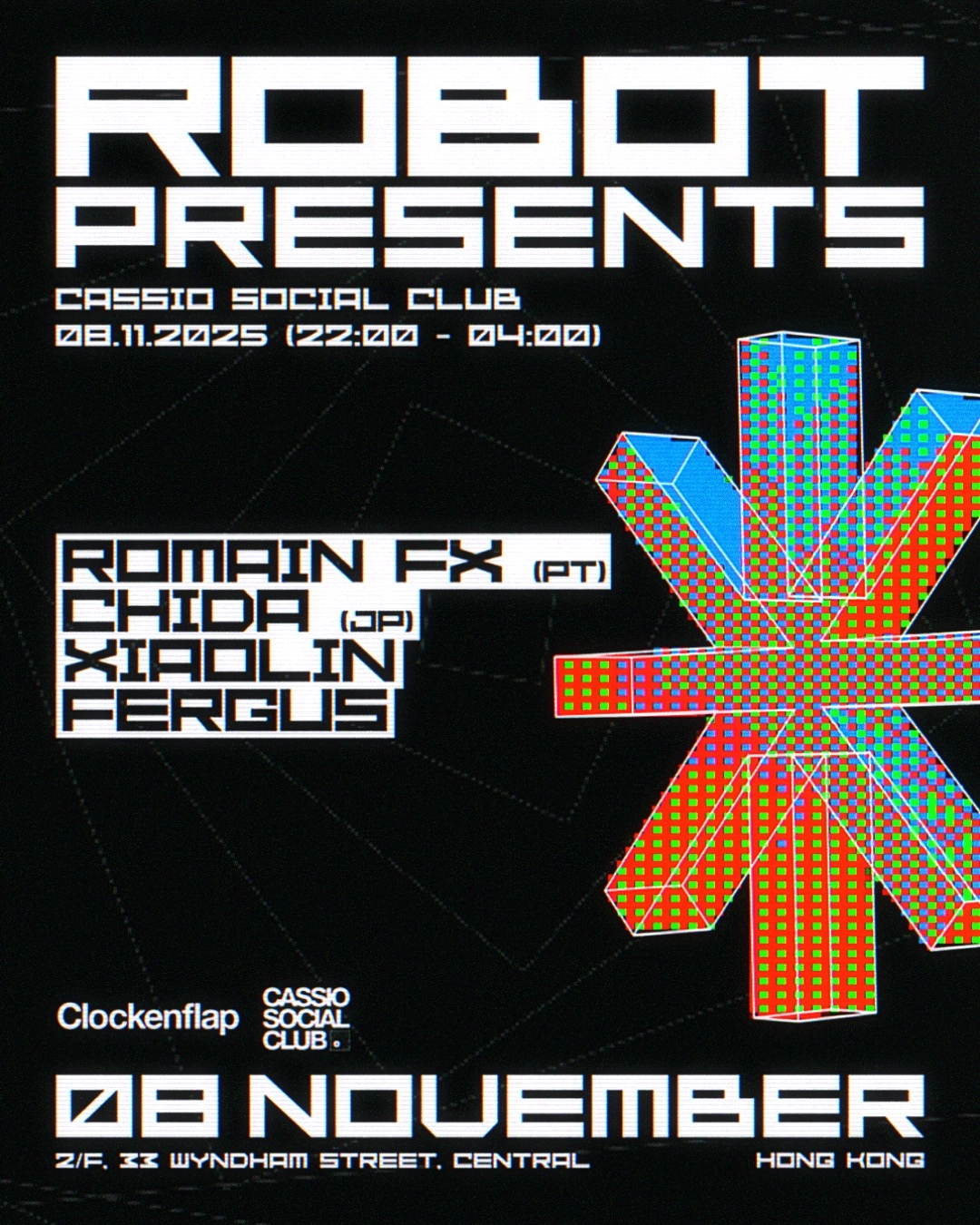 Robot Presents: Romain FX (PT), Chida (JP), Xiaolin (HK) & Fergus (HK)  音樂表演活動詳情/日期/時間/地點/票價一覽