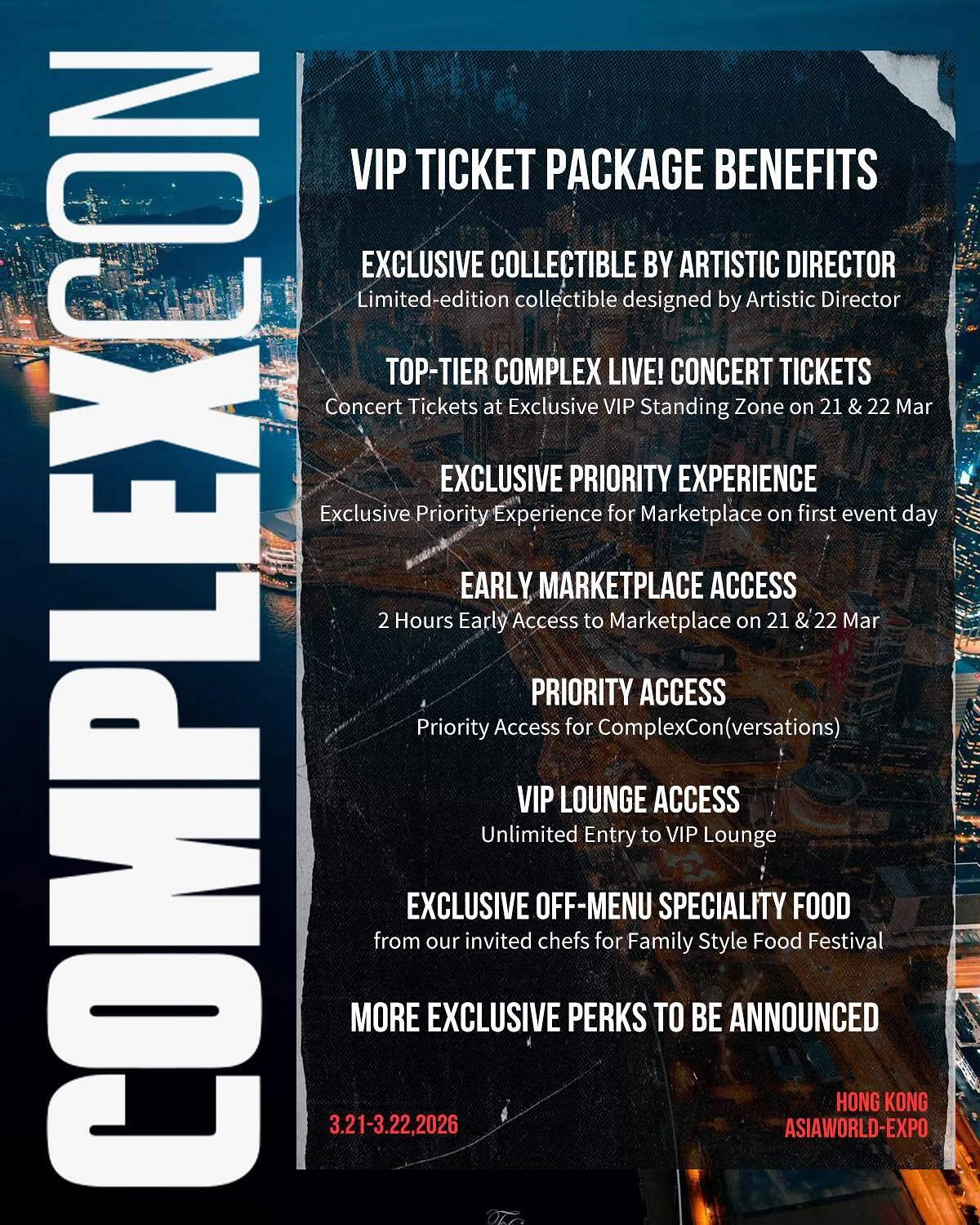 ComplexCon 流行文化音樂節 2026 香港站活動詳情/日期/時間/地點/票價一覽