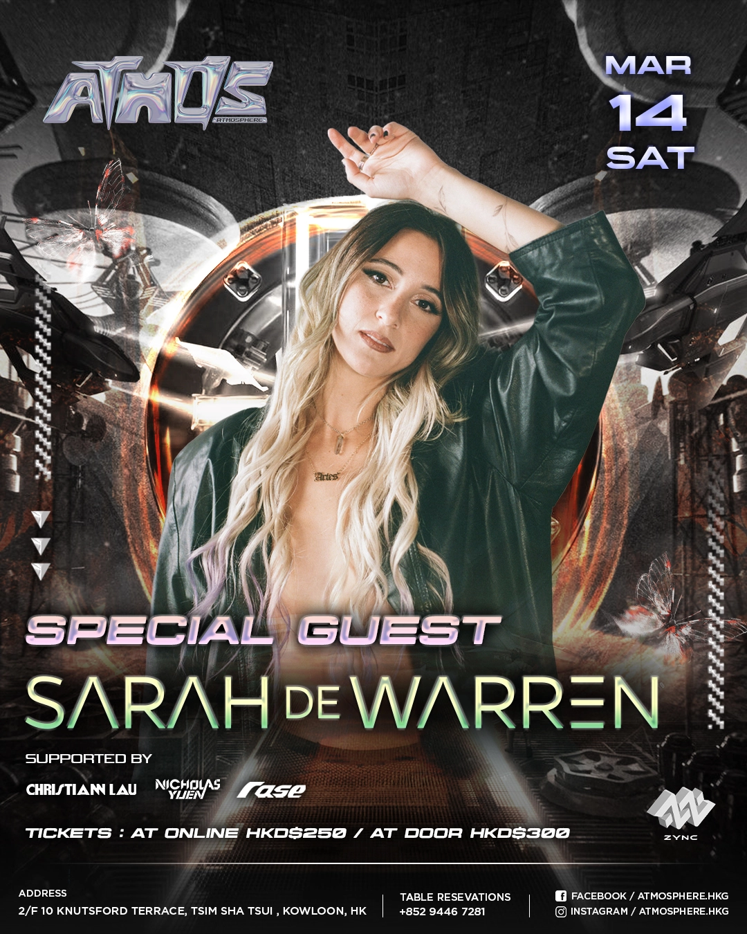 Sarah de Warren @ Atmosphere活動詳情/日期/時間/地點/票價一覽