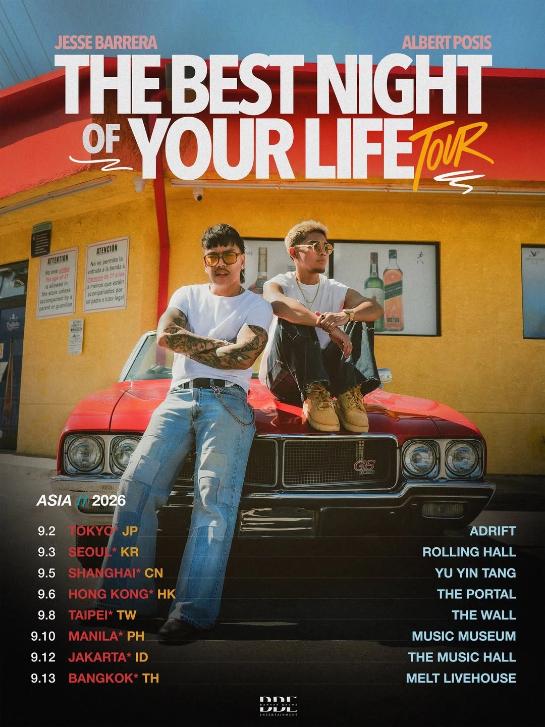 Jesse Barrera & Albert Posis “THE BEST NIGHT OF YOUR LIFE TOUR” 亞巡迴演唱會 2026 香港站優先購票/公開發售日期/票價/場地/座位表一覽