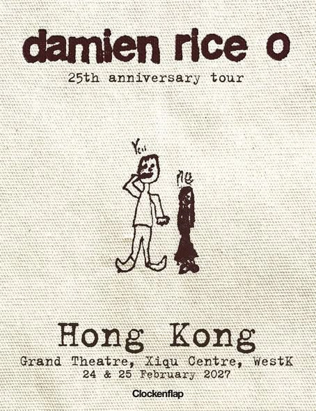 Damien Rice演唱會 | Damien Rice O 25週年巡迴演唱會 2027 香港站優先購票/公開發售日期/票價/場地/座位表一覽