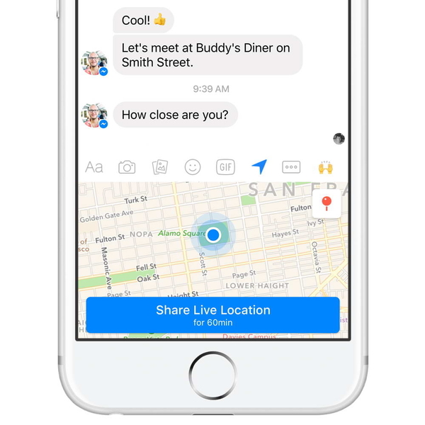 FB Messenger 引入「實時位置分享」 遲到王有難