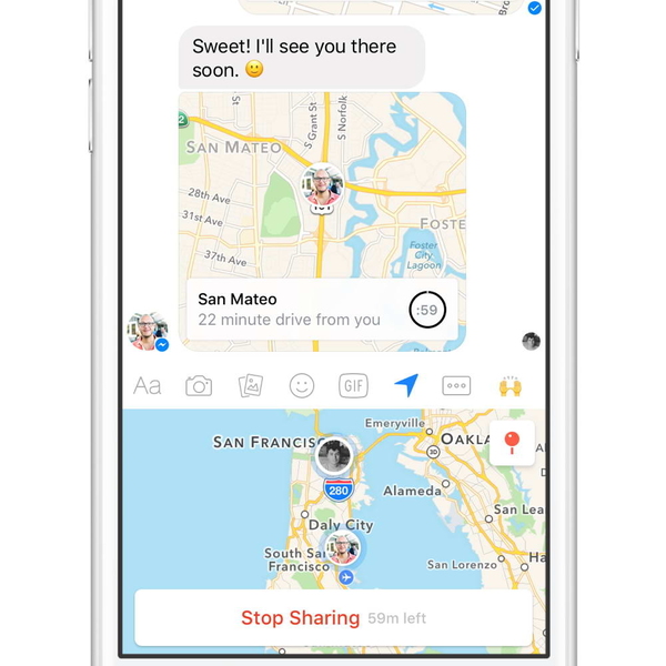 FB Messenger 引入「實時位置分享」 遲到王有難