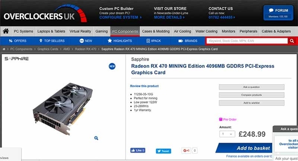 AMD 跟風？Sapphire 推出 RX470／RX560 挖礦專用卡