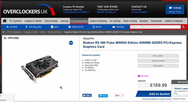 AMD 跟風？Sapphire 推出 RX470／RX560 挖礦專用卡