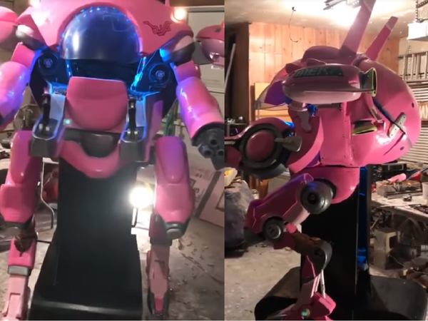 【神還原】自製《Overwatch》D.VA 粉紅機甲！能坐進機身走動