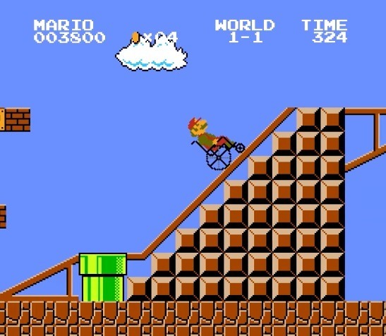 【爆笑】Mario 跌斷腳坐輪椅都可順利過關！