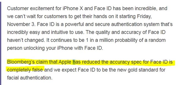 為提升 iPhone X 產量，降低 Face ID 準確度？Apple 火速反駁
