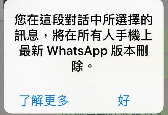 實測 WhatsApp 刪除功能！已讀訊息都可刪？