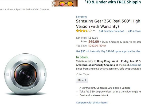 $600 買起 Samsung Gear 360！網購直送香港！
